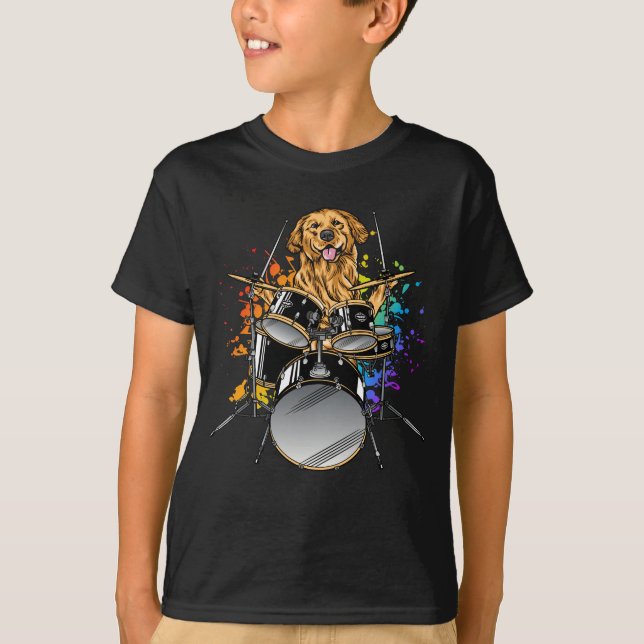 T-shirt Drummer de chien Jouer des tambours garçon (Devant)