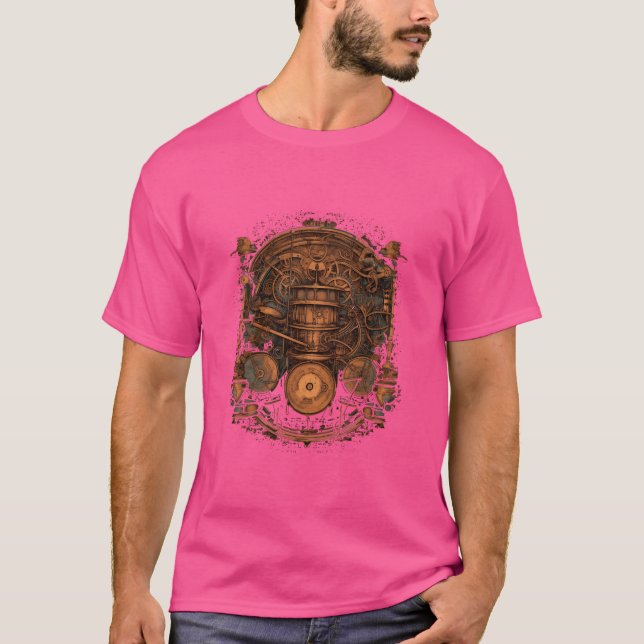 T-shirt Drummer Drum Set Steampunk Drumset Drumming Drums  (Devant)