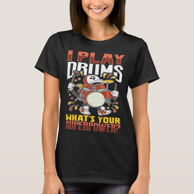 T-shirt Drummer Drums Music Drum Set Drumming Instrument P (Devant)