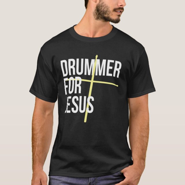 T-shirt Drummer for Jesus Cross Drum Sticks For Percussion (Devant)