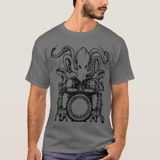 T-shirt Drummer poulpe pieuvre tambour cadeau