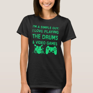 T-shirt Drums de jeu Simple Guy Jeux Vidéo Graphique cadea