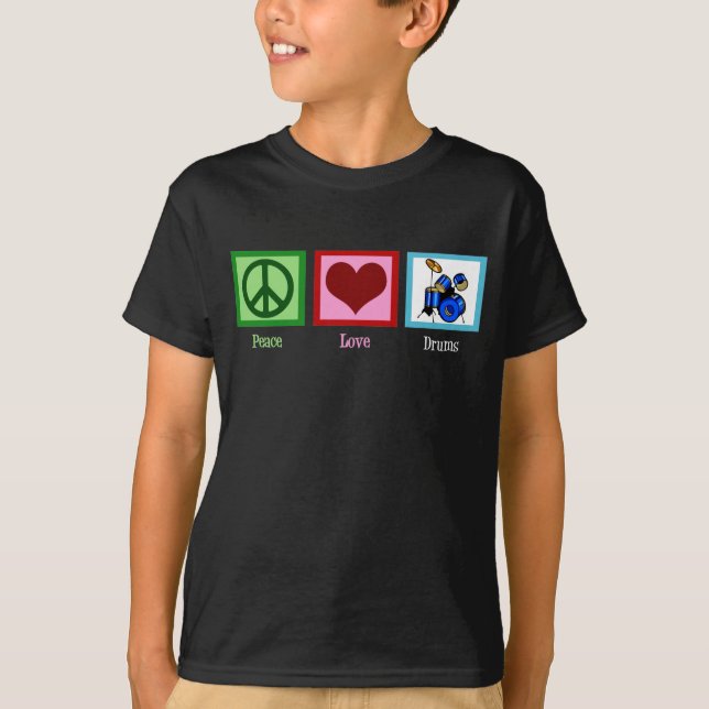 T-shirt Drums Peace Love Kids (Devant)