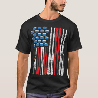 T-shirt Drumsticks américain batteur américain Drapeau Per