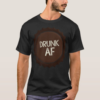T-shirt Drunk AF Funny Beer Bottle Top Slogan Tee