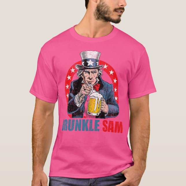 T-shirt Drunkle Sam Funny 4 juillet Oncle Sam Usa Beer D (Devant)