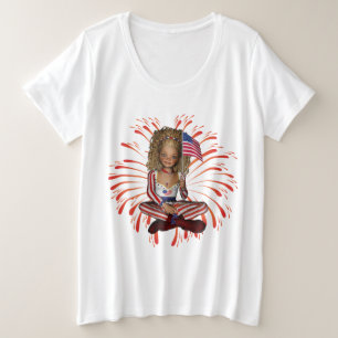 T-shirt du 4 juillet Plus Size avec Drapeau