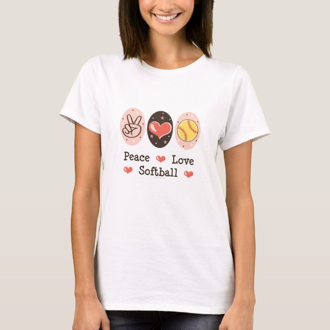 T-shirt du base-ball d'amour de paix (Devant)