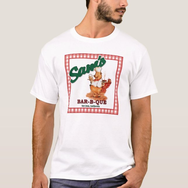 T-shirt du BBQ de Sam (porc de w/Waiter) (Devant)