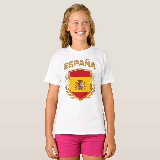 T-shirt du Bouclier drapeau Espana Espagne (Devant entier)