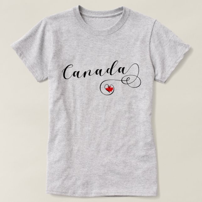 T-shirt du Coeur du Canada, drapeau canadien (Design devant)