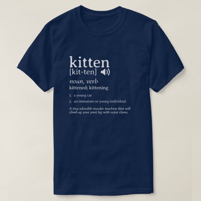 T-shirt du dictionnaire de définition de chaton (Design devant)