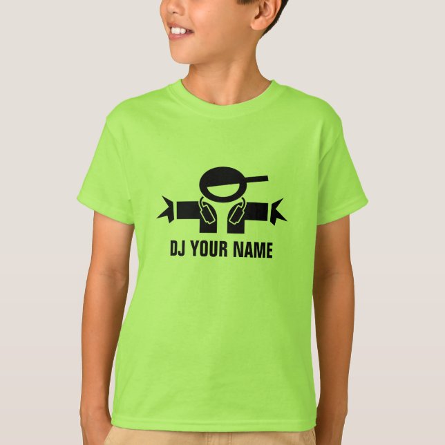 T-shirt du DJ de vert de chaux de Personalizable (Devant)