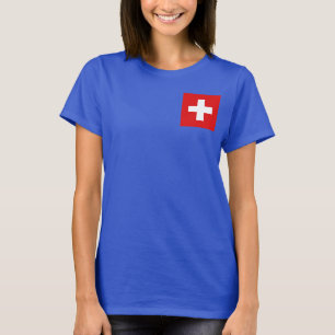 T-shirt du DK de drapeau et de carte de la Suisse