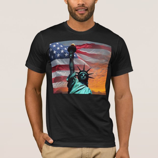 T-shirt du drapeau américain de la Statue de la Li (Devant)