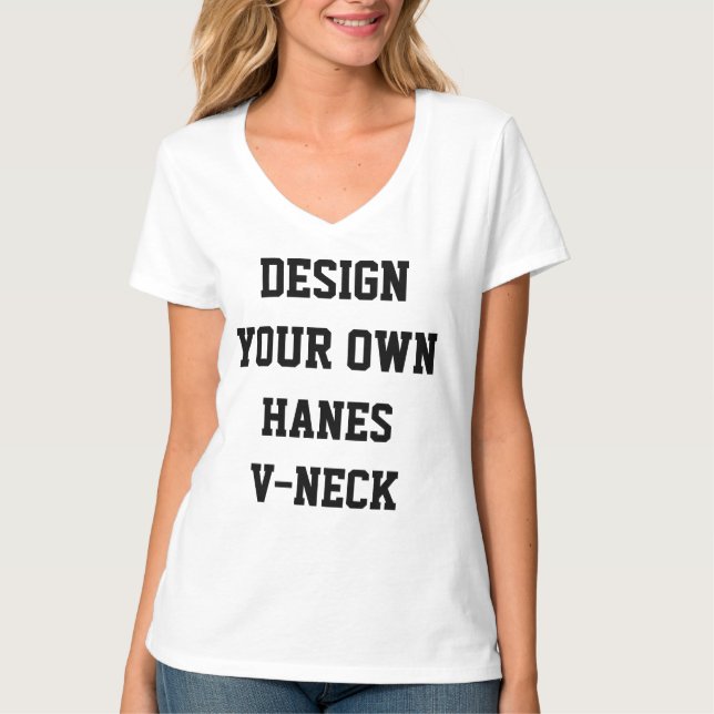 T-SHIRT du HANES V-NECK des femmes personnalisées (Devant)
