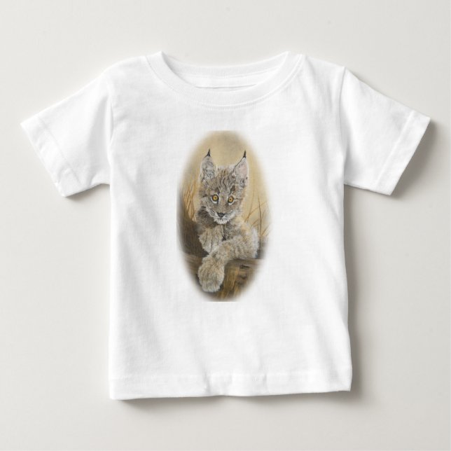 T-shirt du Jersey d'amende de bébé de Lynx de bébé (Devant)