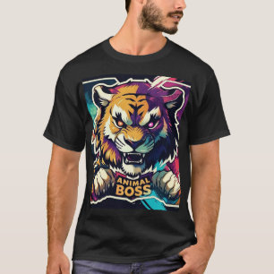 T-shirt du lion du patron animal Roi audacieux d