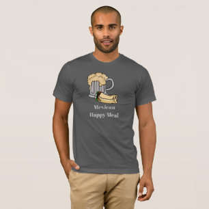 T-shirt du repas heureux mexicain bière et burrito