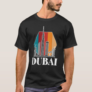 T-shirt Dubaï Retro Skyline Burj Khalifa United Arab Emira