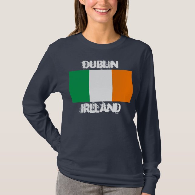 T-shirt Dublin, Irlande avec drapeau irlandais (Devant)