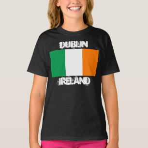 T-shirt Dublin, Irlande avec drapeau irlandais filles