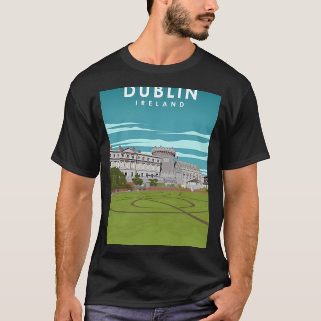 T-shirt Dublin Irlande Caste Travel Poster (Devant)