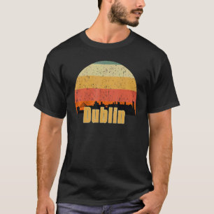 T-shirt Dublin Irlande Skyline Silhouette Sunset I Love Du