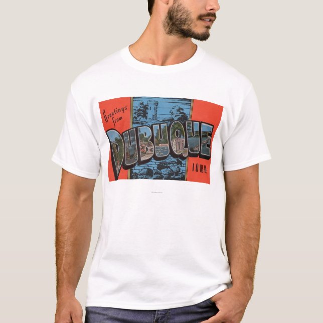T-shirt Dubuque, lettre ScenesDubuque, IA d'IowaLarge (Devant)