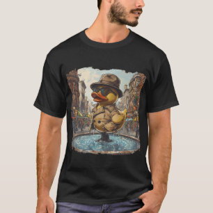 T-shirt Duck assis au-dessus d'une fontaine d'eau