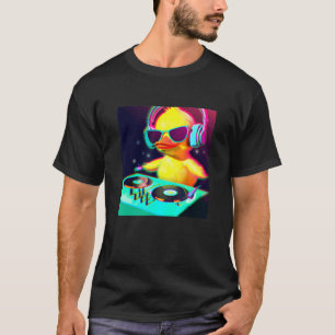 T-shirt Duck Chick DJ Party Club Disque Jockey Gif EDM Dan