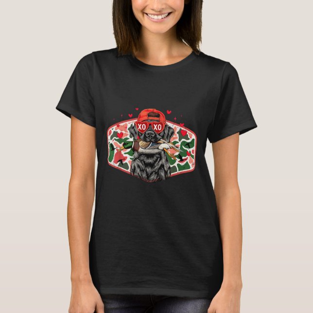 T-shirt Duck Hunting Black Lab Camo Valentine's Day Xoxo H (Devant)