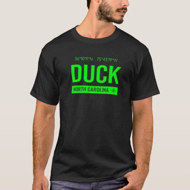 T-shirt Duck North Carolina Beach Visit Outer Banks Gps Co (Devant)