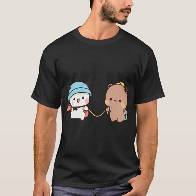 T-shirt Dudu Bear Et Bubu Panda En Vacances D'Été -  (Devant)