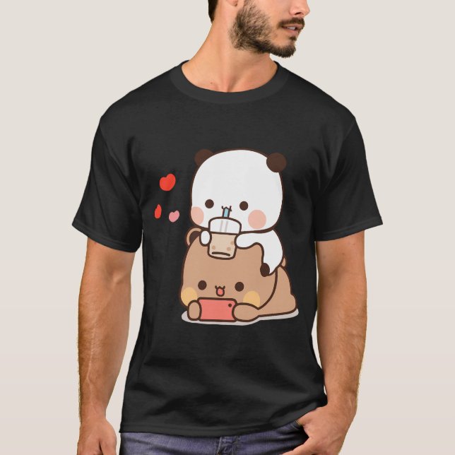 T-shirt Dudu Bear Et Bubu Panda Profitant Du Temps Ensembl (Devant)