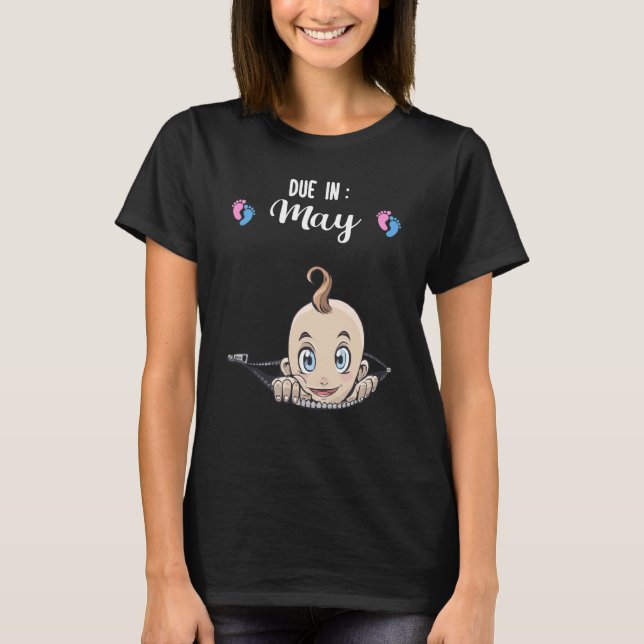 T-shirt Due in May pregnancy (Devant)