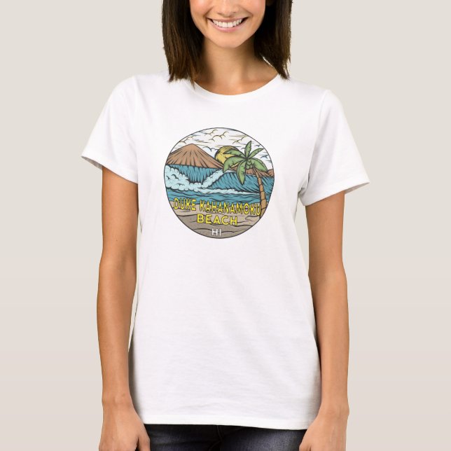 T-shirt Duke Kahanamoku Beach Hawaii Vintage (Devant)