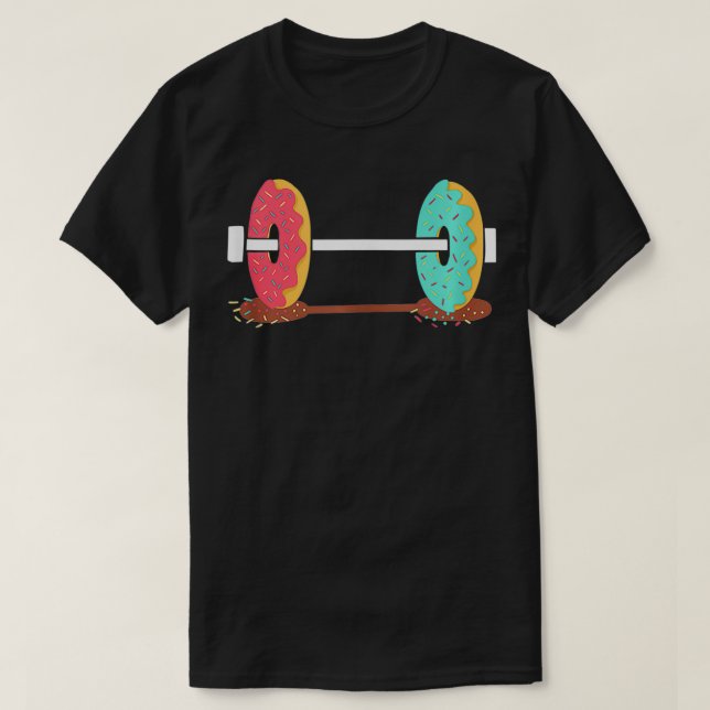 T-shirt Dumbbell Donut Weights for Gym & Doughnuts Lover  (Design devant)