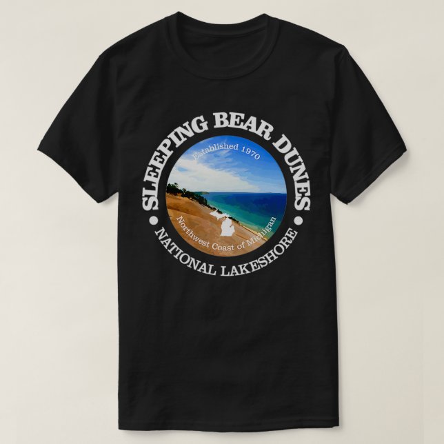 T-shirt Dunes de l'ours couché drôle National Lakeshore 19 (Design devant)