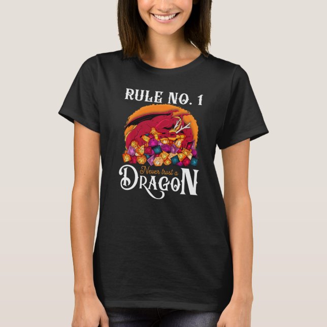 T-shirt Dungeon Dice Shirt Never Trust A Dragon RPG Gamers (Devant)