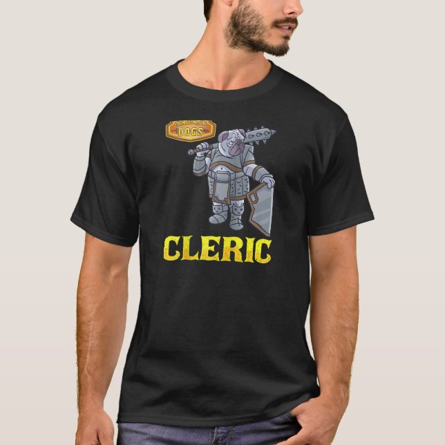 T-shirt Dungeons And Dogs Cleric Dog Dice Nerd Rpg Board G (Devant)