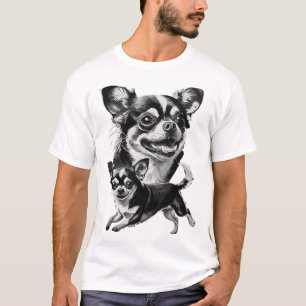 T-shirt Duo de Chihuahua charmant animal de compagnie noir