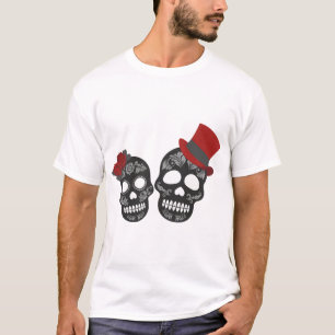 T-shirt Duo de crâne noir Thunder_Cove