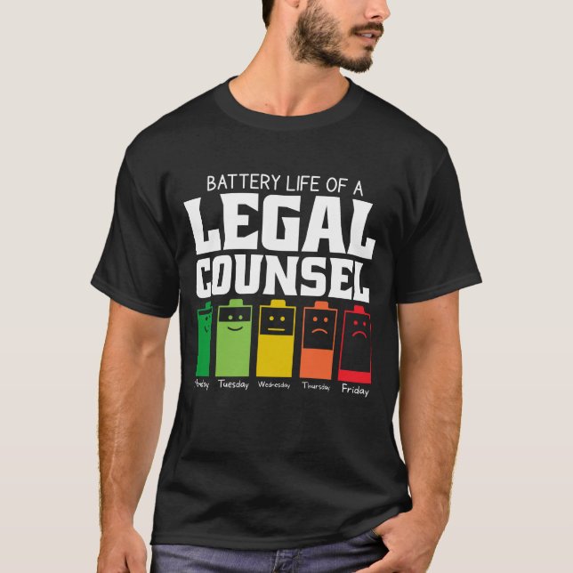 T-shirt Durée De Vie Batterie D'Un Conseiller Juridique (Devant)