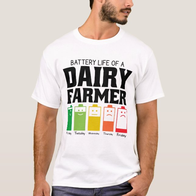 T-shirt Durée De Vie Batterie D'Un Producteur Laitier (Devant)