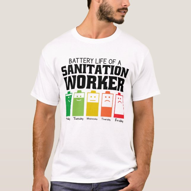 T-shirt Durée De Vie Batterie D'Un Travailleur De L'Assain (Devant)