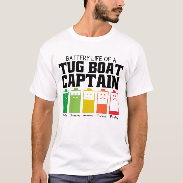 T-shirt Durée De Vie De Batterie D'Un Bateau À Tug Capitai (Devant)