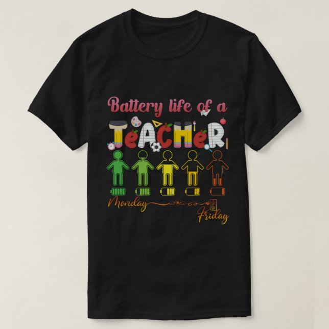 T-shirt Durée De Vie De La Batterie D'Un Enseignant Png Co (Design devant)