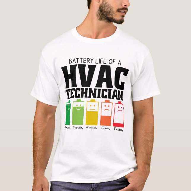 T-shirt Durée De Vie De La Batterie D'Un Technicien HVAC (Devant)