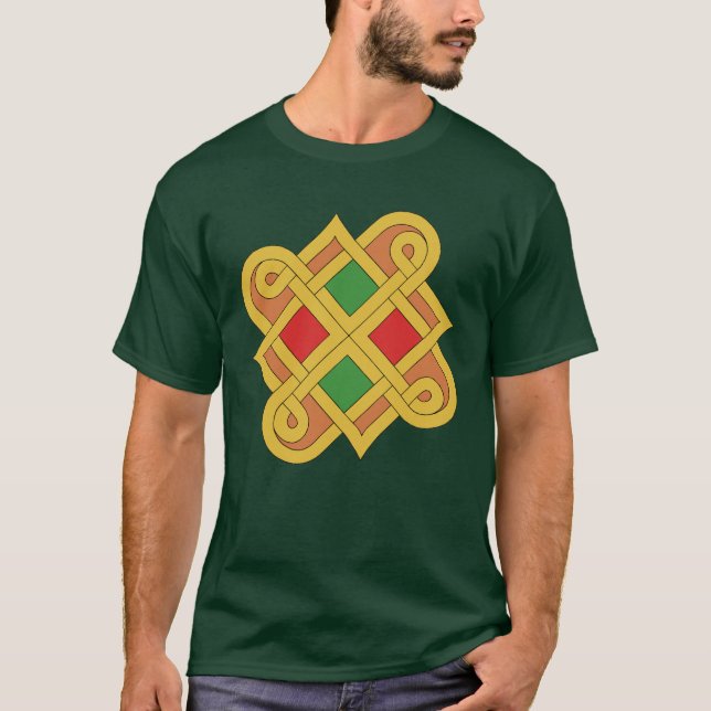 T-shirt Durrow Knotwork 2016 Rouge et Vert (Devant)